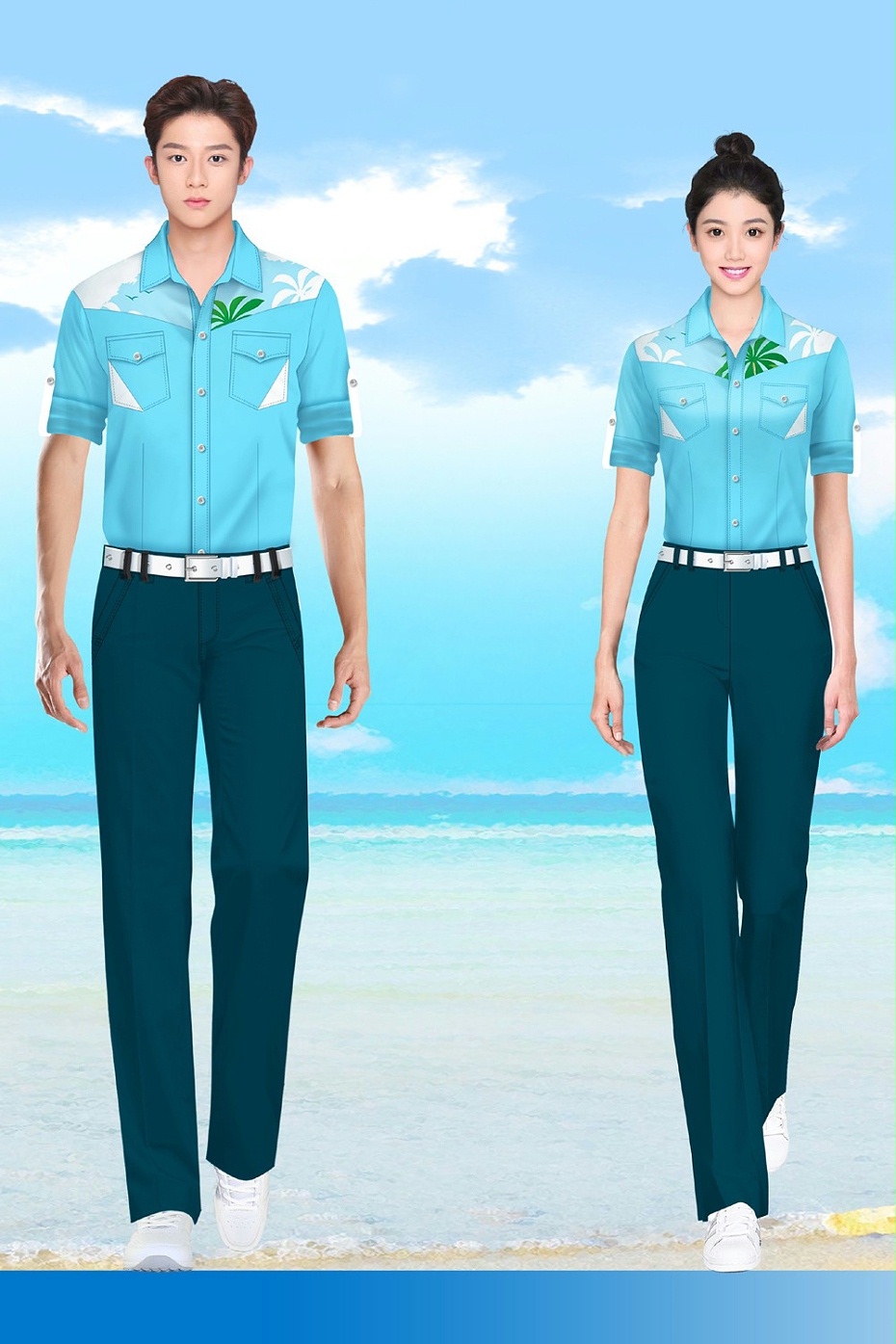 景区员工夏季工作服定做